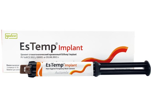 Цемент EsTemp Implant шприц 8 гр + аксессуары Spident