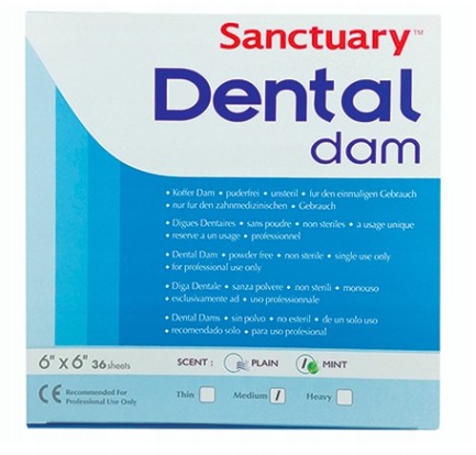 Завеса Dental Dams средняя синяя 152х152 мм 36 листов SANCTUARY