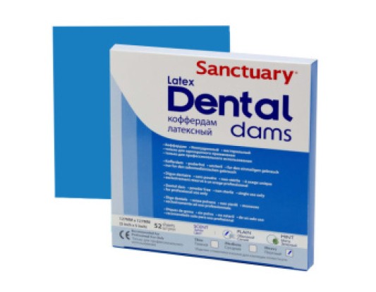 Завеса Dental Dams плотная синяя 152х152 мм 36 листов SANCTUARY
