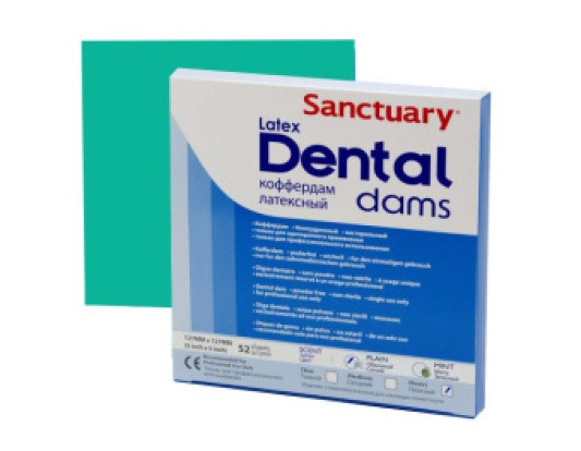 Завеса Dental Dams плотная зеленая 152х152 мм 36 листов SANCTUARY
