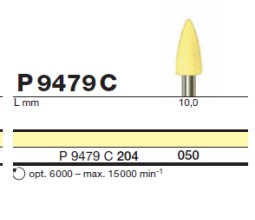 Полир D+Z Р9479 С 204 050 конус для композитов с алмазной крошкой желтый L 10 мм