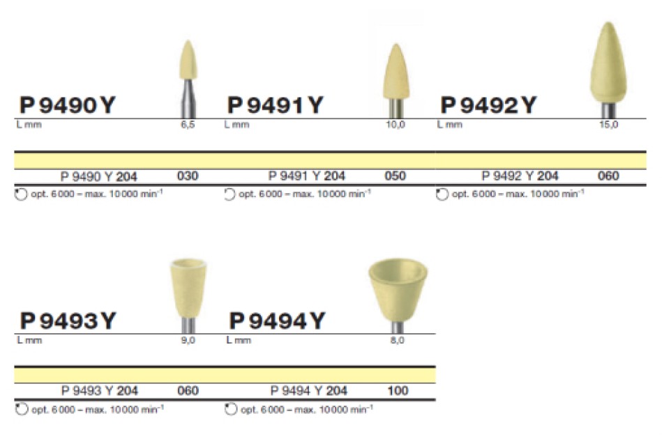 Полир D+Z Р9491 Y 204 050 конус для композитов силиконовый желтый L 10 мм
