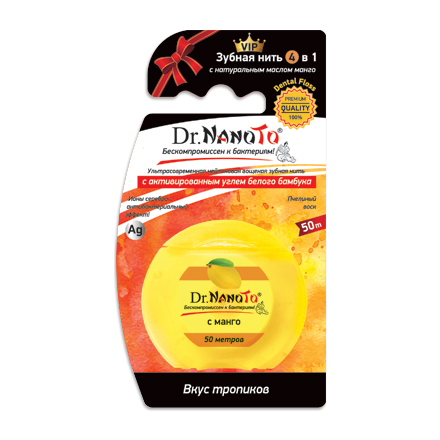 Нить зубная Dr.NanoTo 4 в 1 манго 50 м 10103