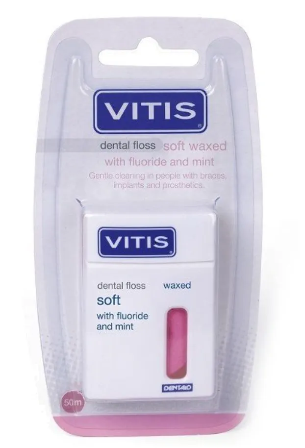 Нить зубная Vitis Waxed Dental Floss FM 50 м розовая 5211650