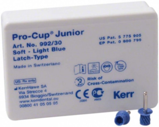 Чашка полировочная Pro-Cup Junior Type набор резинок мягких голубых 30 шт Kerr 992/30