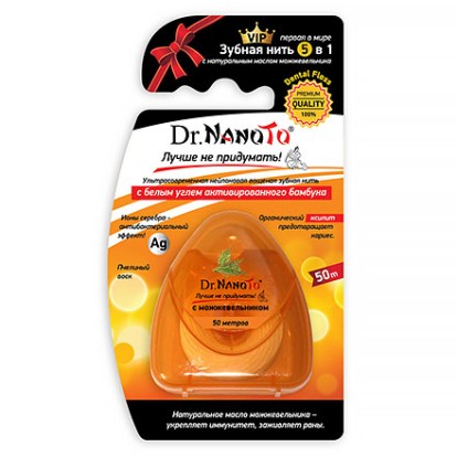 Нить зубная Dr.NanoTo 5 в 1 можжевельник 50 м 10107